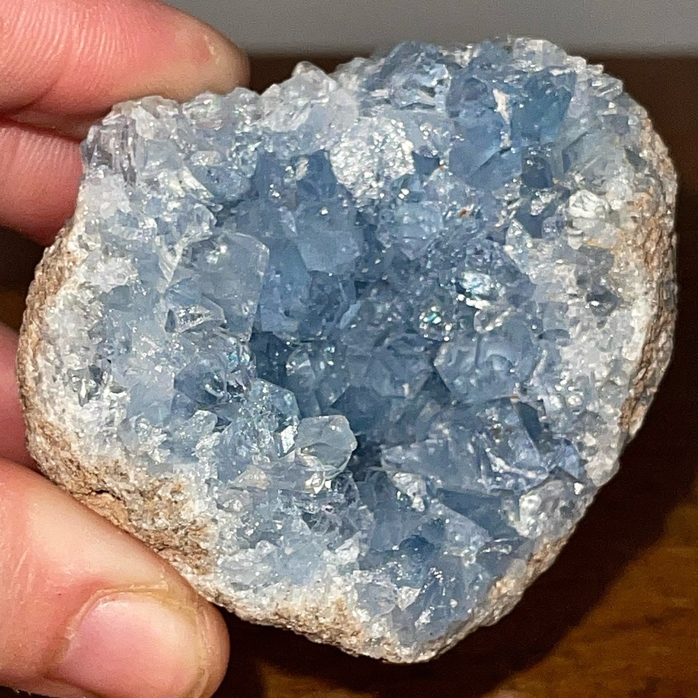 Crystal Blue Celestite Heart Point Cluster